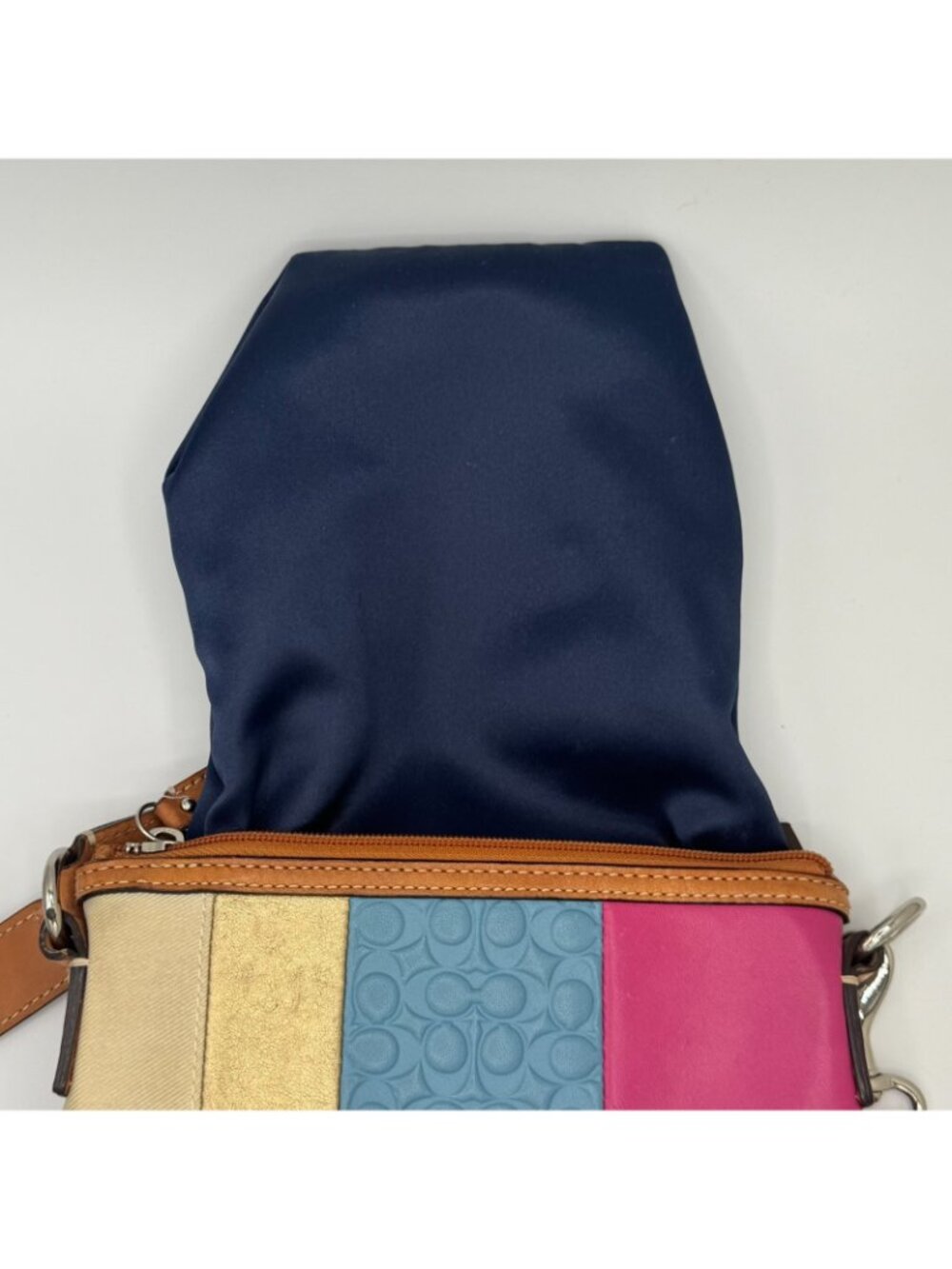 Coach Multicolor Patchwork Signature Swingpack Crossbody Bag Canvas Leather - Picture 4 of 7